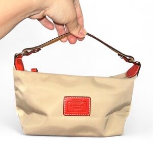 Vintage Coach Hampton nylon mini bag with red leather trim